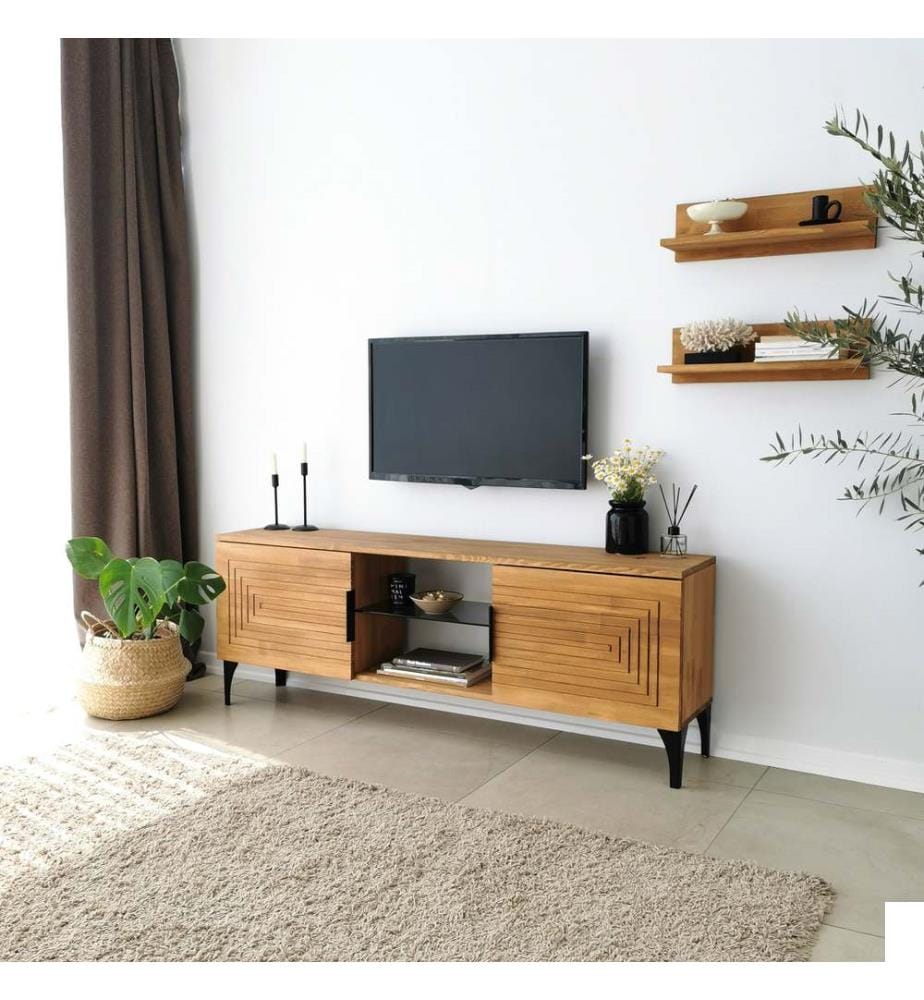 Colo Chêne, Armoires Tv, 15X50X12 cm, En Bois Solide En Pin