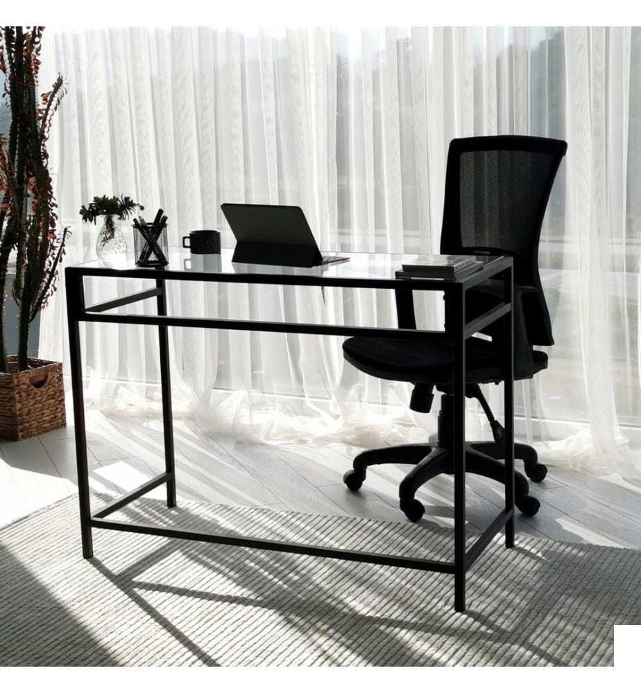 Noir, Tables Basses, 75X100X45 cm, Verre Goûté