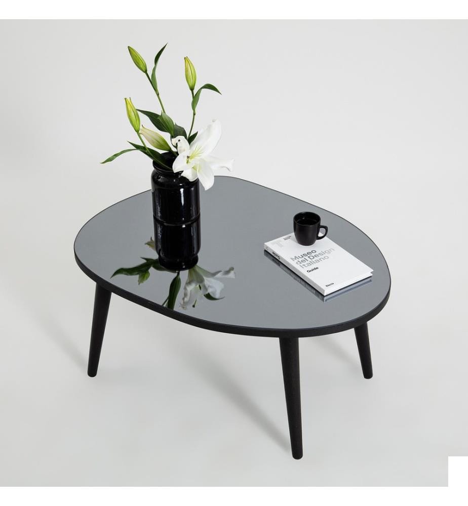 Table basse, Noir, Fumée, Verre trempé , châssis : Panneau de particules mélaminé