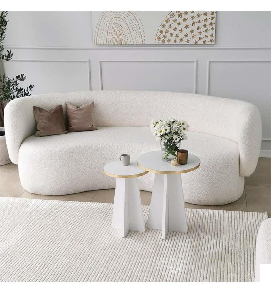 Table basse, Or, Blanc, Panneau de particules mélaminé