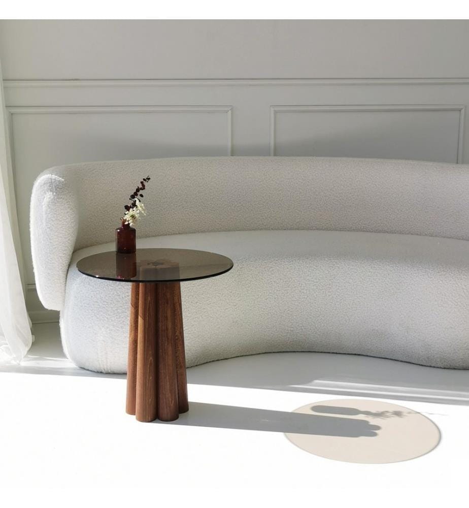 Table basse, Bronze, Noyer, Verre trempé, Piétement : Beech Tree Hêtre