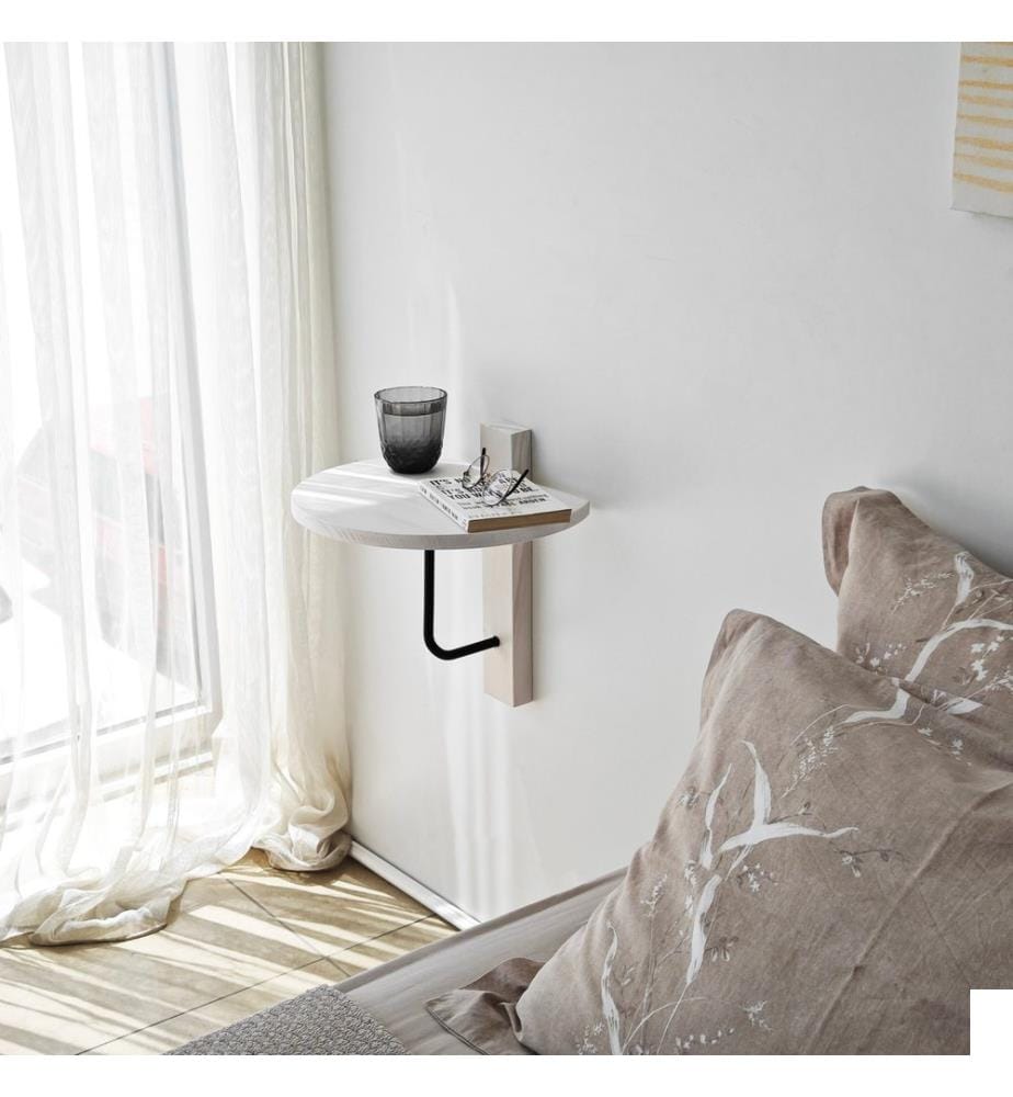 Etagère murale, Noir, Blanc, Bois massif, Cadre : Métal