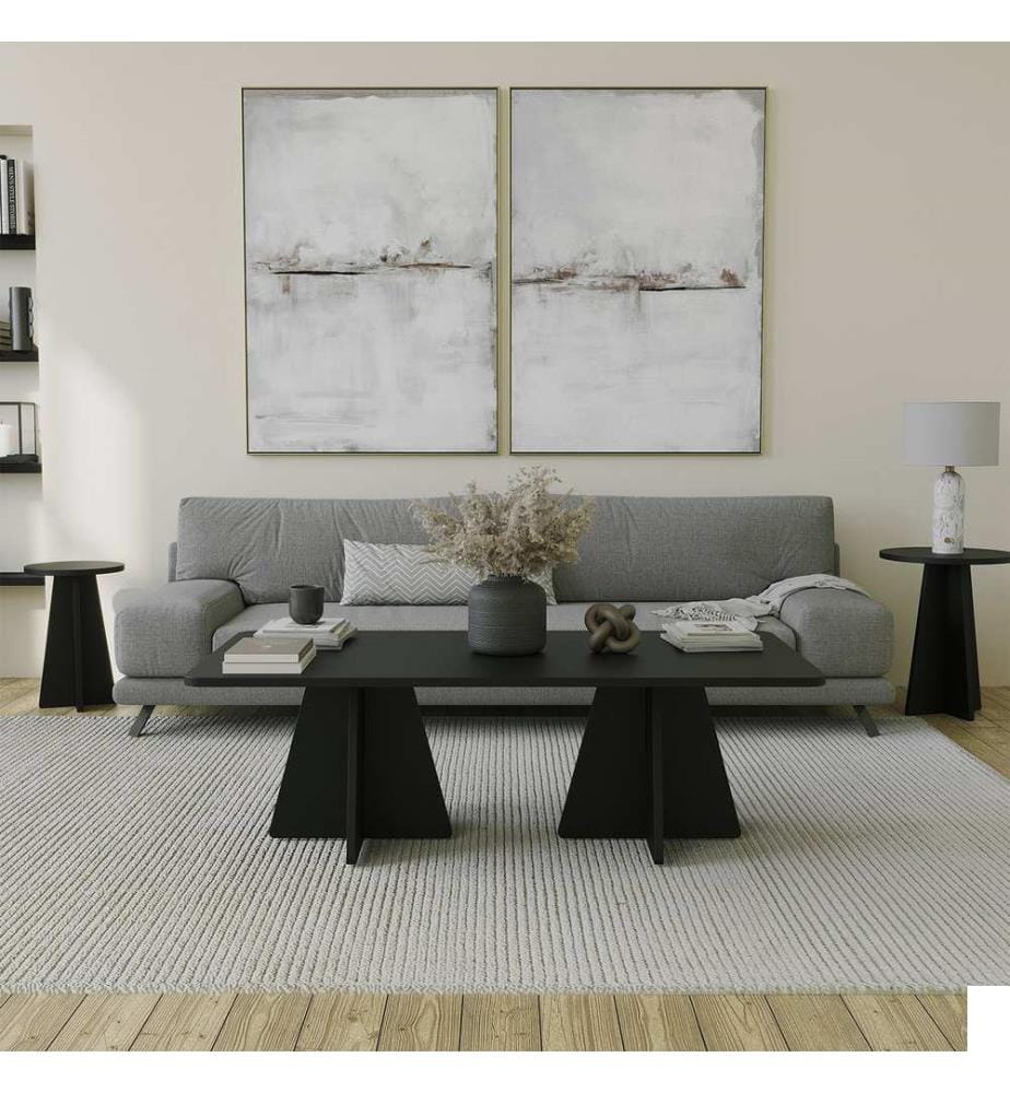 Table basse, noire, panneau de particules mélaminé