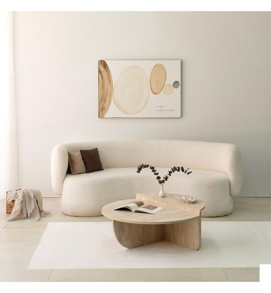 Table basse, travertin, PANNEAU DE PARTICULES 100 % REVÊTU DE MÉLAMINE