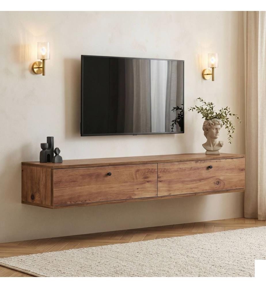 Meuble TV, pin de l'Atlantique, panneaux de particules 100 % mélaminés
