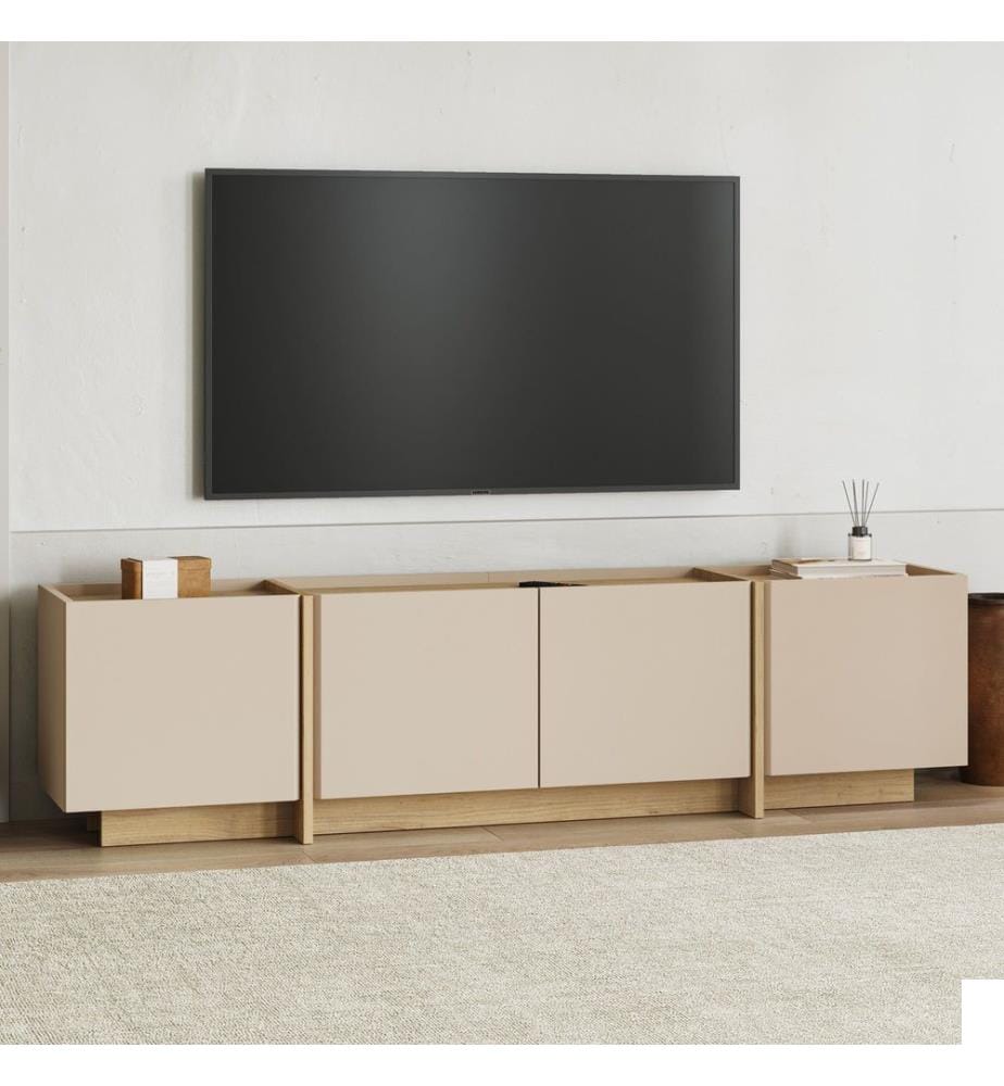 Meuble TV, vison, chêne saphir, 100 % panneaux de particules recouverts de mélamine