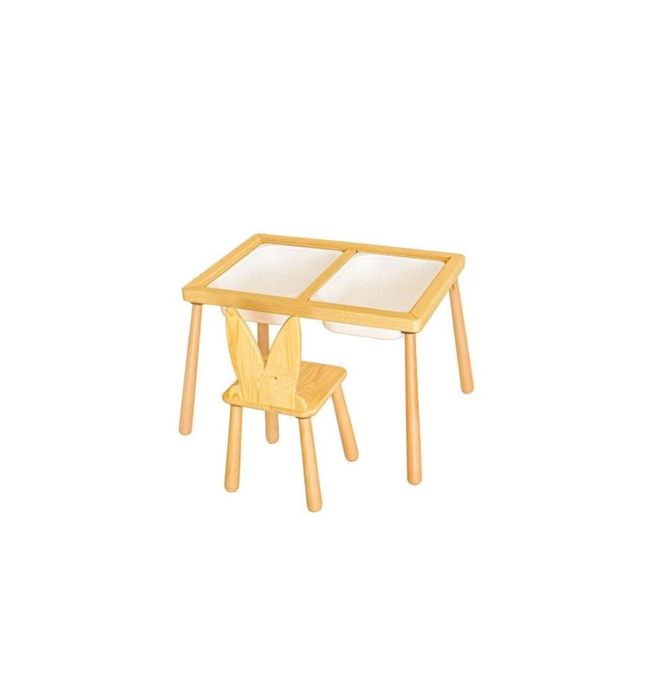 Ensemble table et chaises pour enfants, blanc, pin