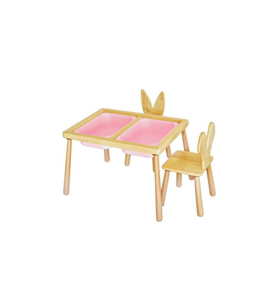 Ensemble de table pour enfants, rose, pin