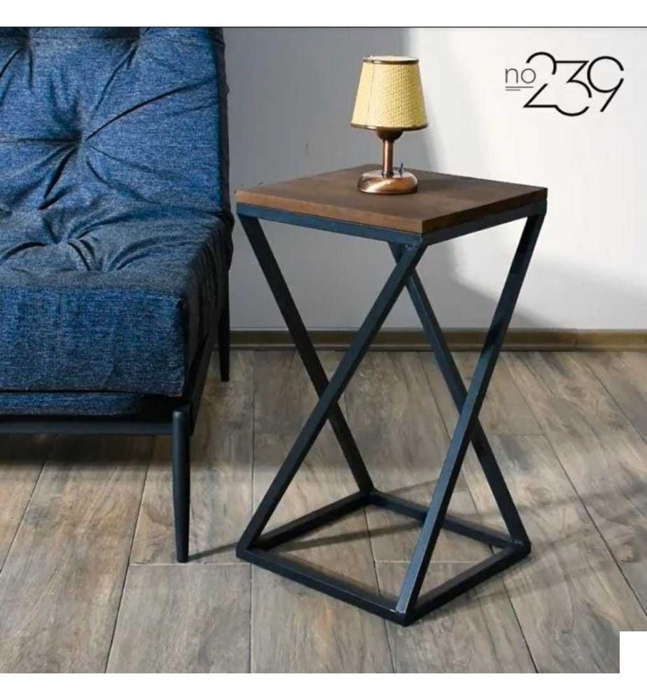 Table d'appoint, marron, noir, panneau de particules mélaminé