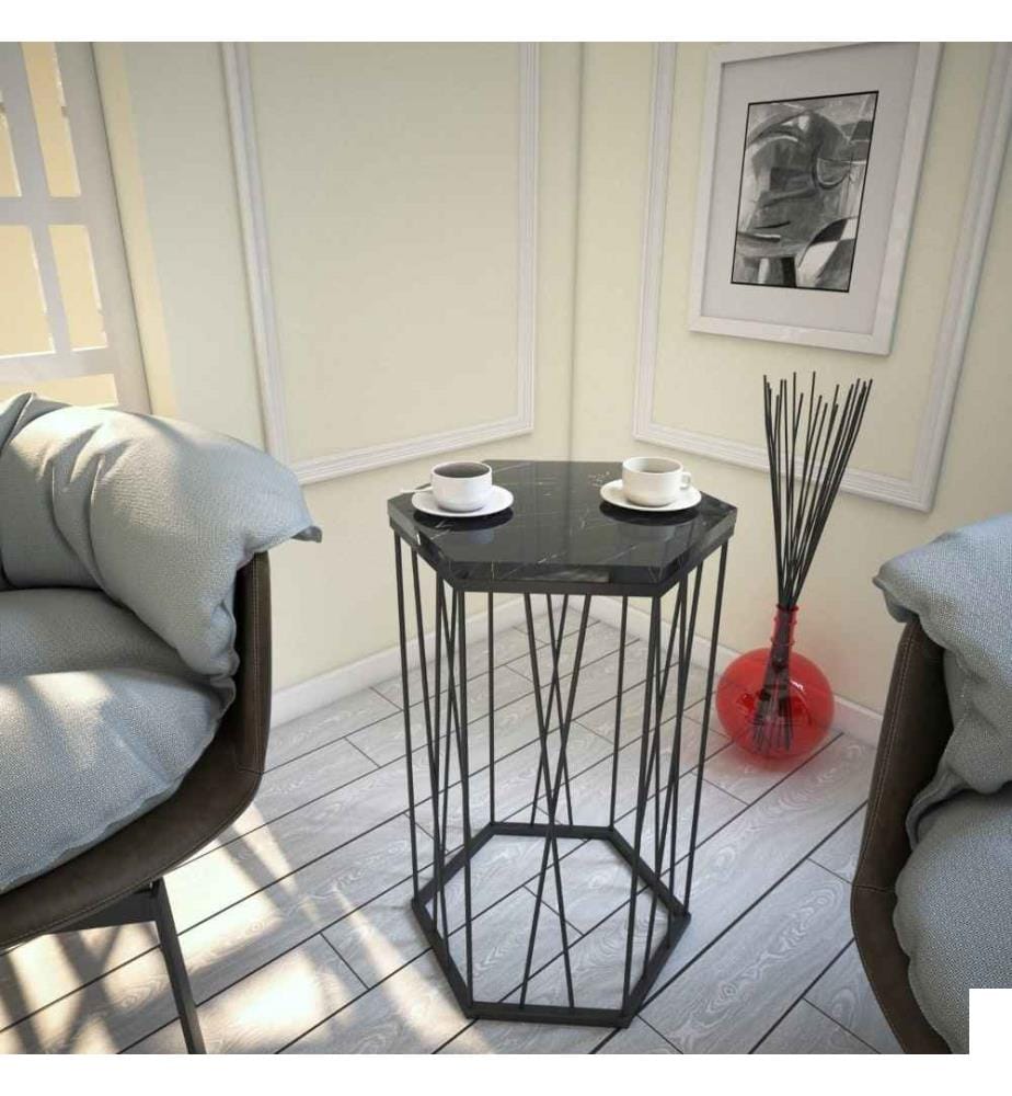 Table d'appoint, Marbre, Noir, Panneau de particules mélaminé