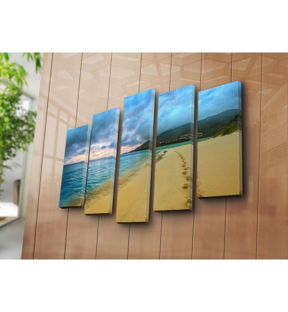 Peinture décorative sur toile, 5 pièces, multicolore, toile 100% daim, cadre en bois