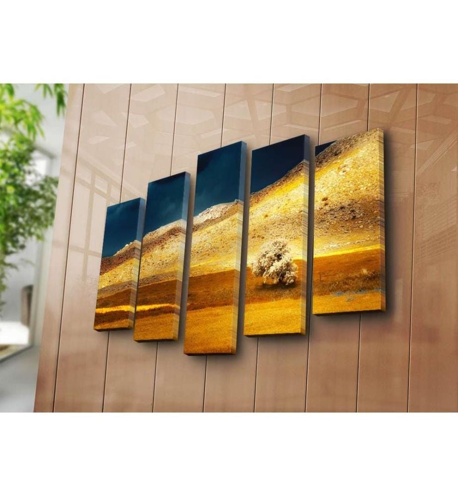 Peinture décorative sur toile, 5 pièces, multicolore, toile 100% daim, cadre en bois