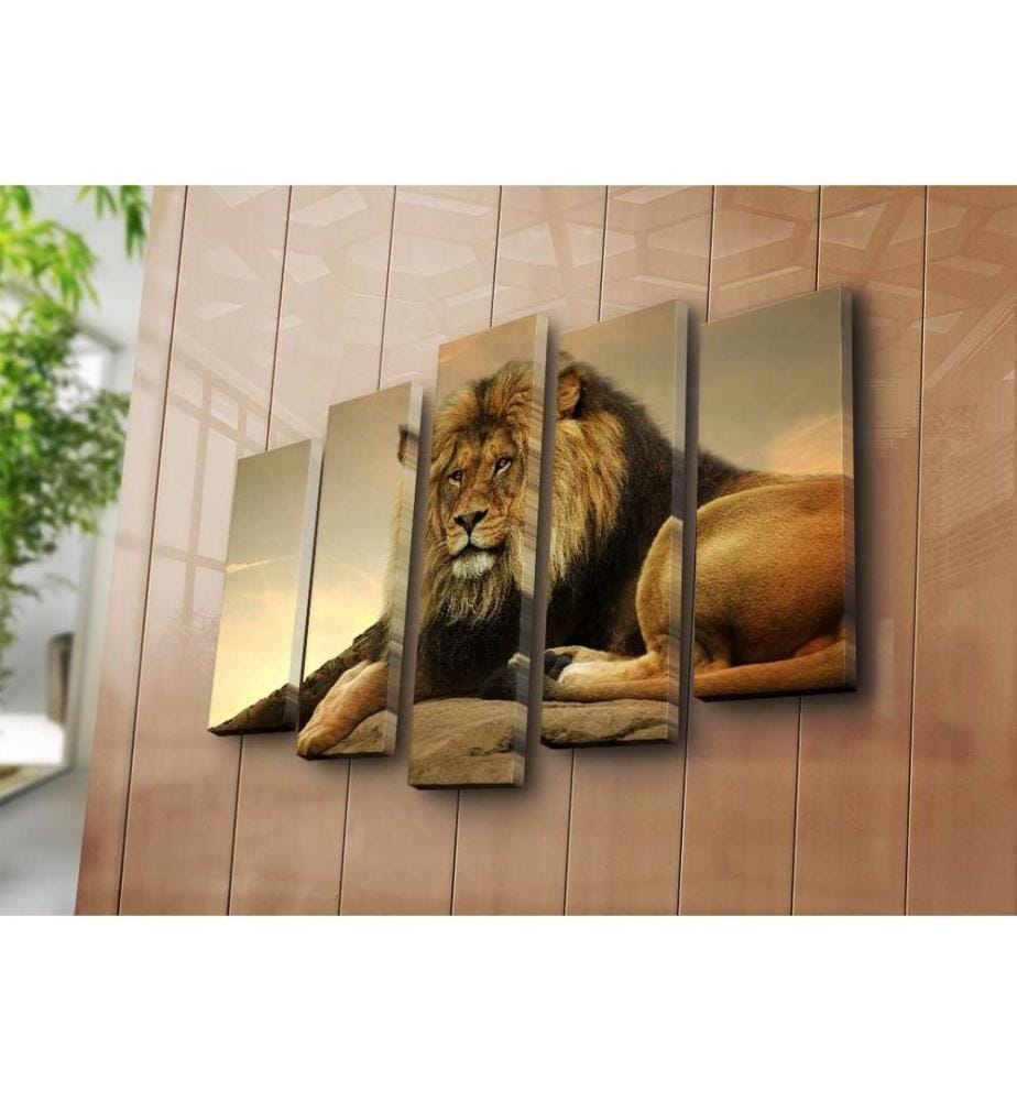 Peinture décorative sur toile, 5 pièces, multicolore, toile 100% daim, cadre en bois