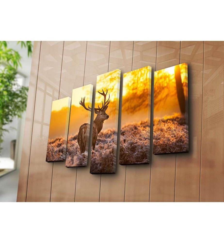 Peinture décorative sur toile, 5 pièces, multicolore, toile 100% daim, cadre en bois