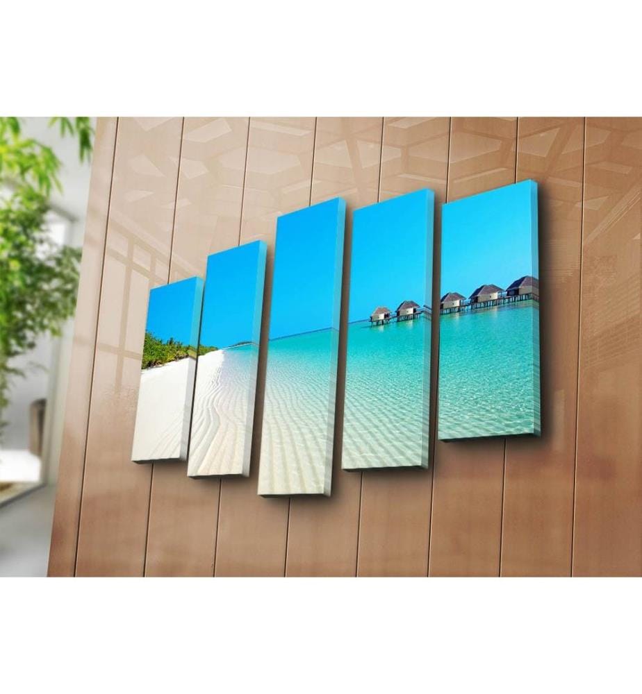 Peinture décorative sur toile, 5 pièces, multicolore, toile 100% daim, cadre en bois