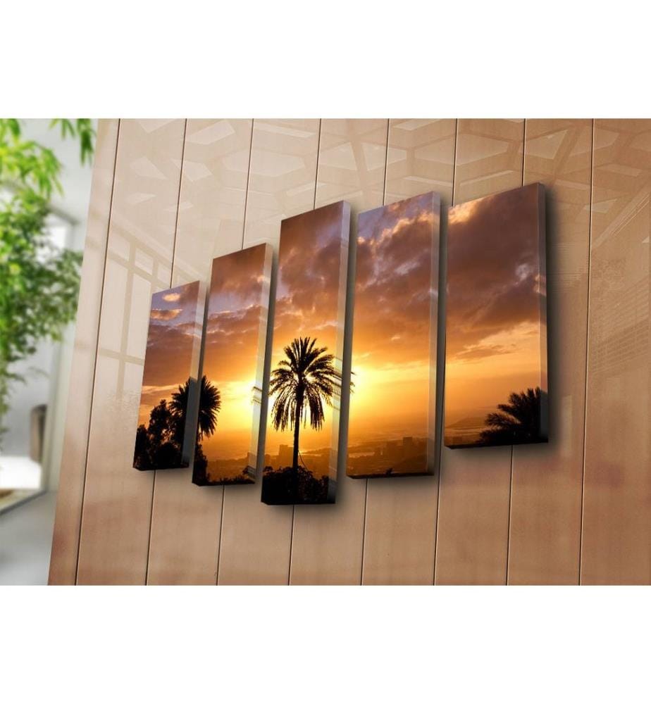 Peinture décorative sur toile, 5 pièces, multicolore, toile 100% daim, cadre en bois