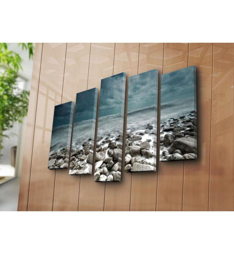Peinture décorative sur toile, 5 pièces, multicolore, toile 100% daim, cadre en bois