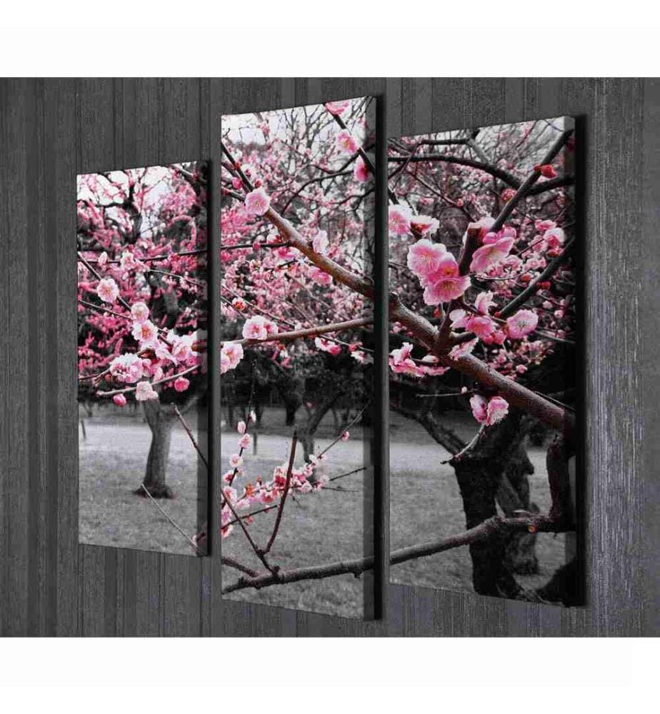 Peinture décorative sur toile, 3 pièces, multicolore, 100% toile, cadre en bois