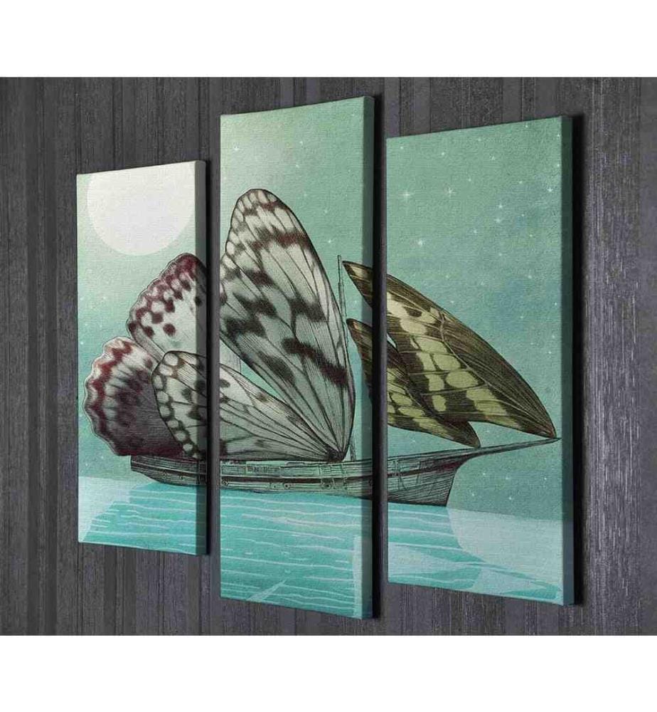 Peinture décorative sur toile, 3 pièces, multicolore, 100% toile, cadre en bois