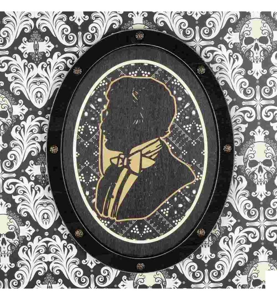 Tableau décoratif encadré, noir, crème, tableau en bois, cadre en bois