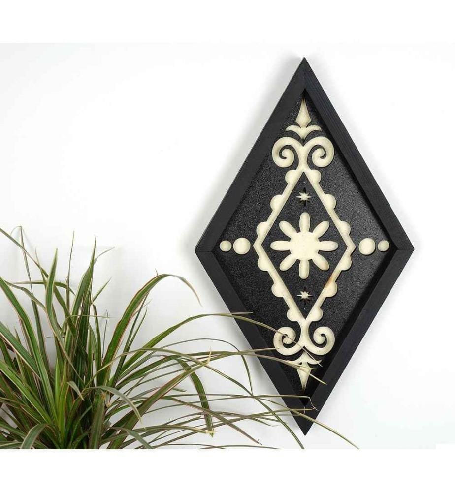 Tableau décoratif encadré, noir, 100% bois d'épicéa