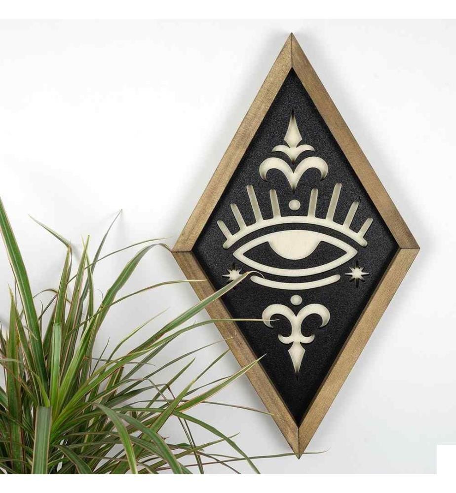 Tableau décoratif encadré, noyer, noir, 100% bois d'épicéa