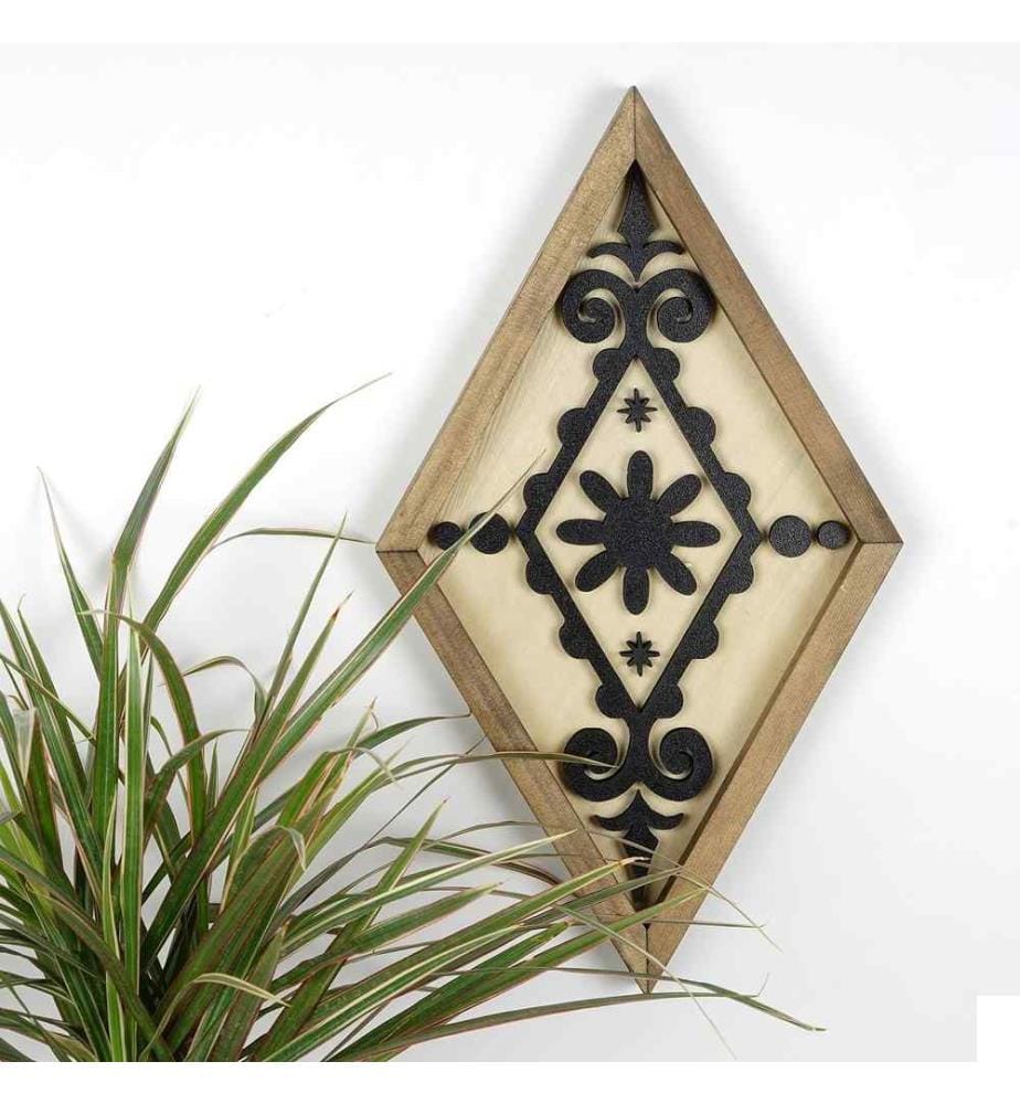 Tableau décoratif encadré, noyer, noir, 100% bois d'épicéa