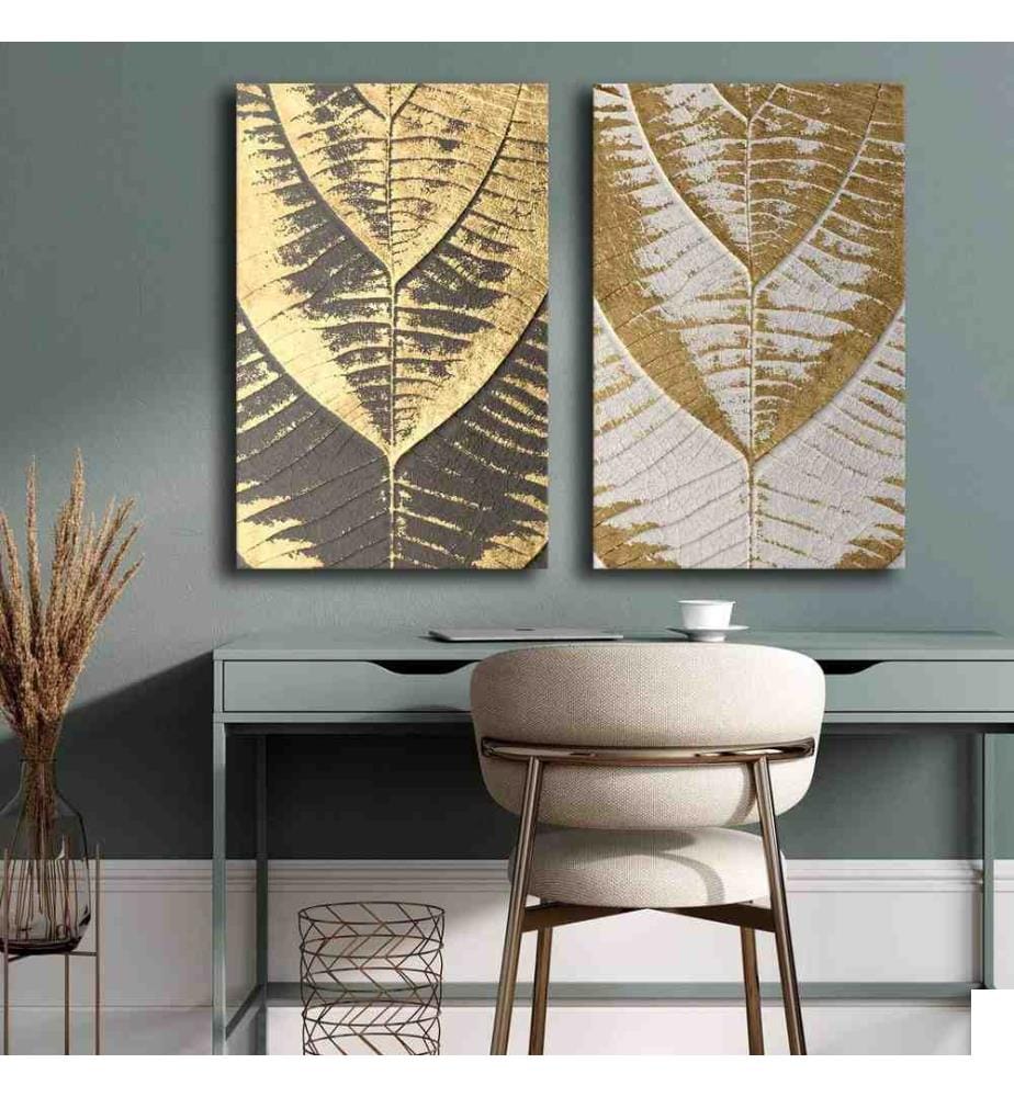 Peinture décorative sur toile, 2 pièces, multicolore, 100% toile, cadre en bois de pin