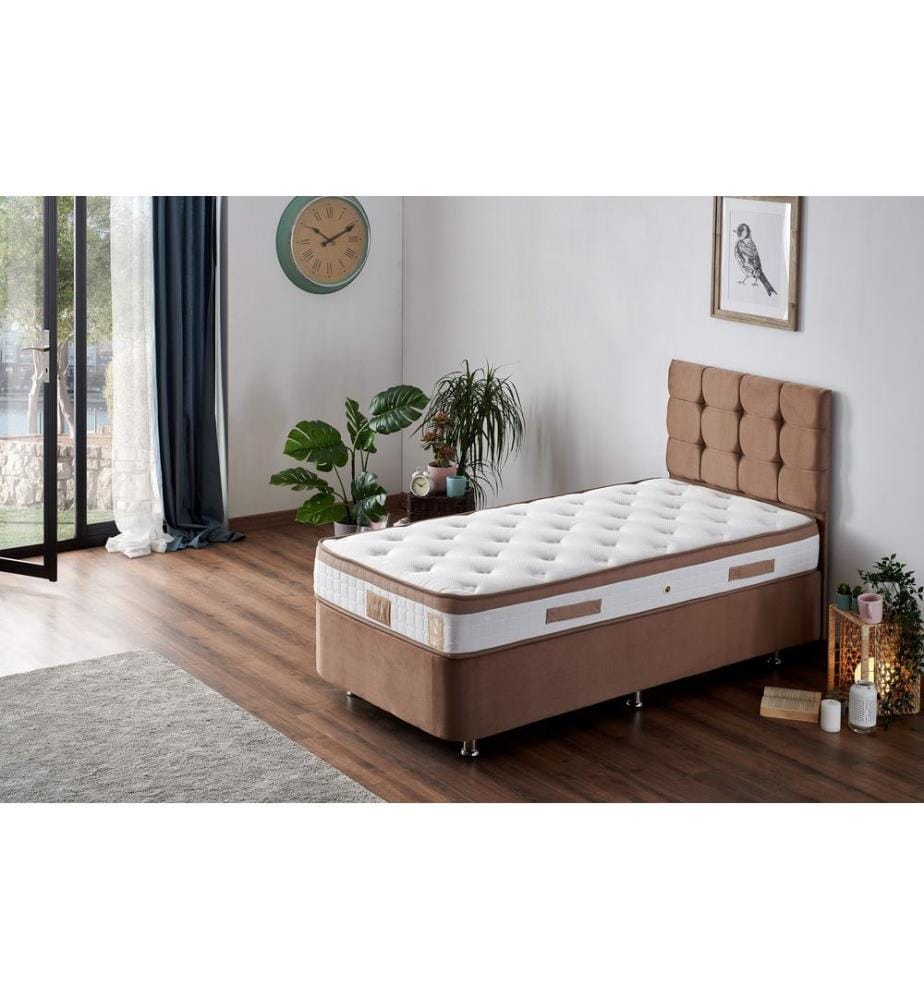 Matelas, blanc, marron, housse en tissu tissé, système multi-sorts
