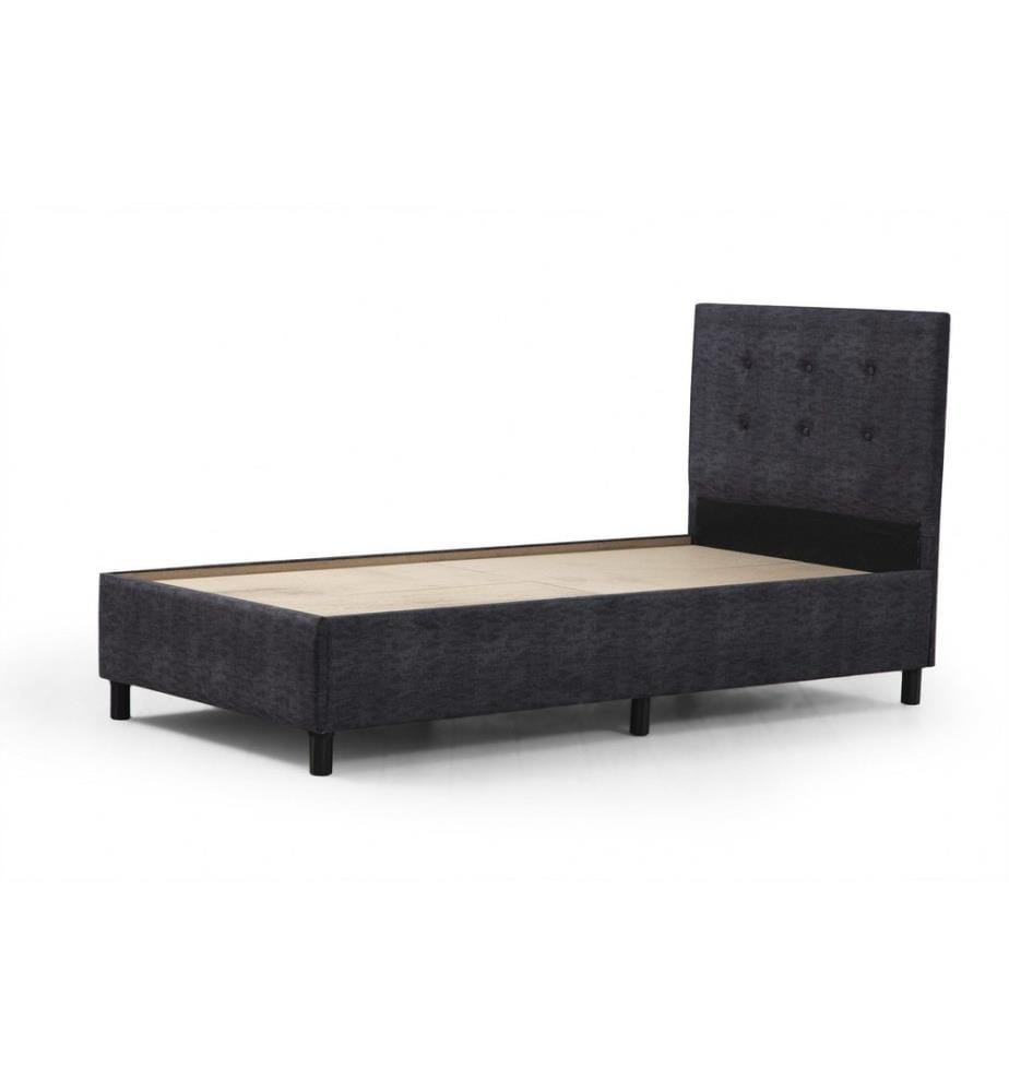 Sommier et tête de lit pour une personne, Anthracite, panneau de particules mélaminé, tissu : Soho Fabric