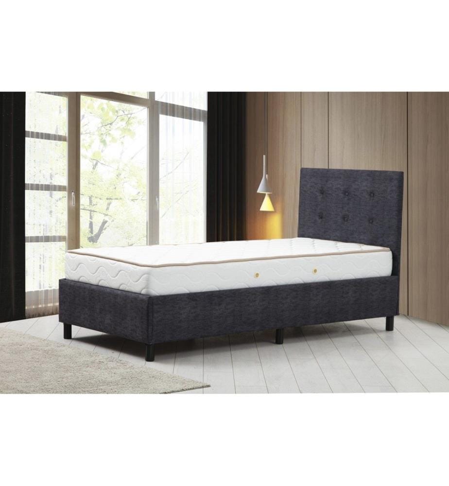 Matelas double, sommier et tête de lit, anthracite, panneau de particules mélaminé