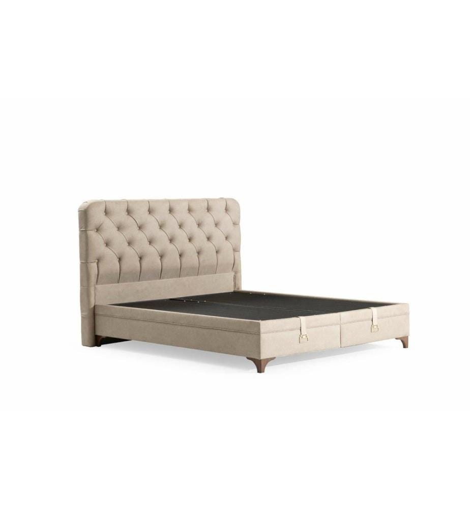 Sommier et tête de lit pour une personne, Beige, 100% PARTICULES ENDUITES DE MÉLAMINE, Tissu : 100% POLYESTER, pieds en plastique