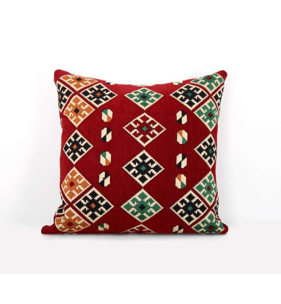 Coussin, rouge, 50% coton - 50% polyester, rembourrage en fibres
