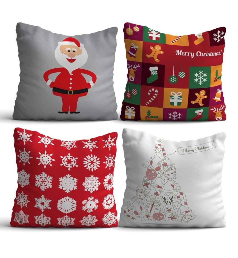Set de coussins, 4 pièces, Multicolore, 50% coton - 50% polyester, impression numérique