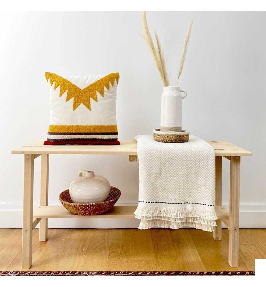 Housse de coussin, moutarde, rouge, gris foncé, tissu : 20% lin - 80% pes, fil : 50% laine - 50% coton