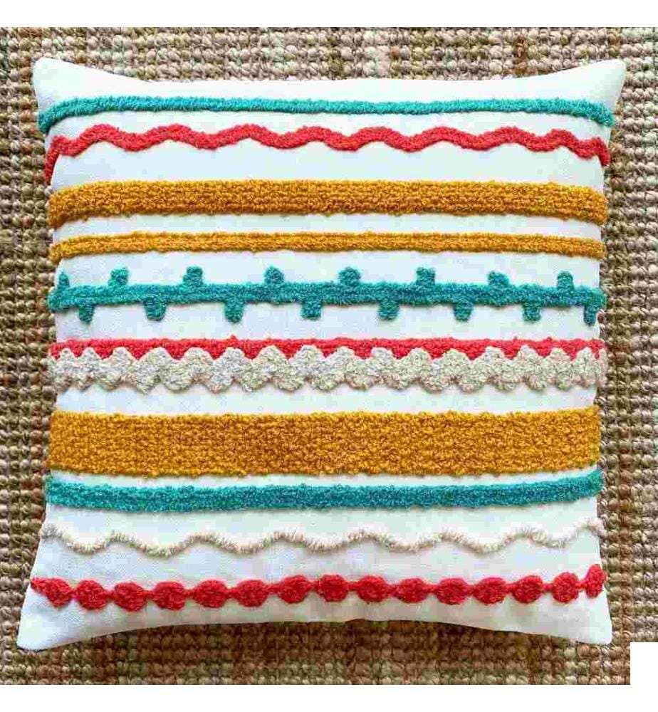 Housse de coussin, Corail foncé, Vert, Moutarde, Jaune, Tissu : 20% Lin - 80% Pes
