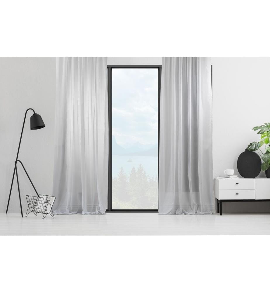 Rideau transparent, blanc, 100% polyester, fausse soie crêpe Chiffen