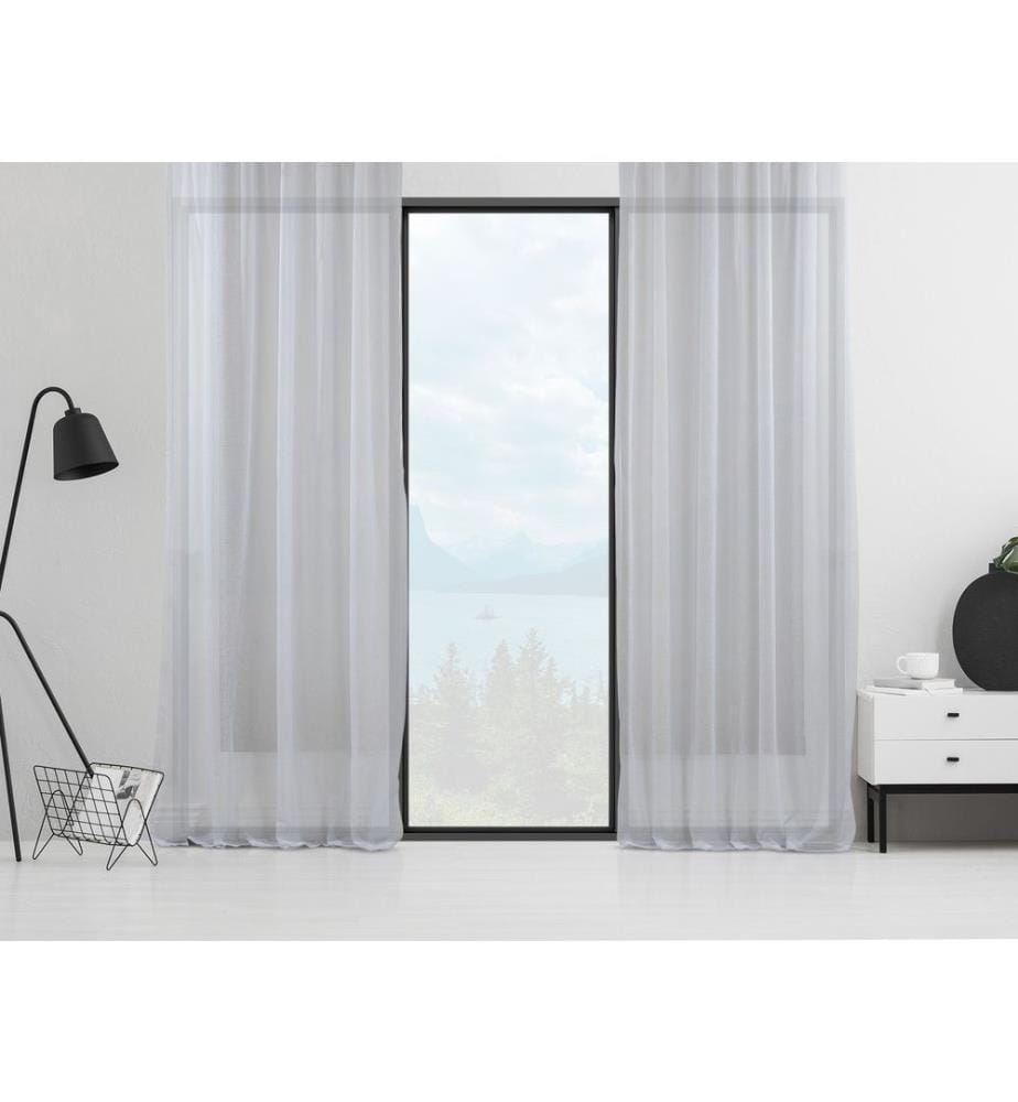 Rideau en voilage, blanc, 100% polyester, faux lin