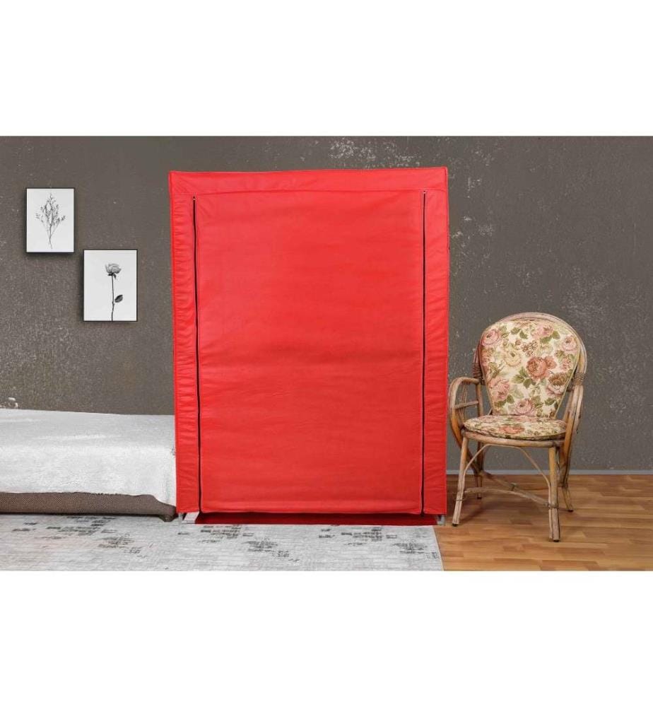 Sac de rangement, rouge, tissu en ouate, cadre métallique