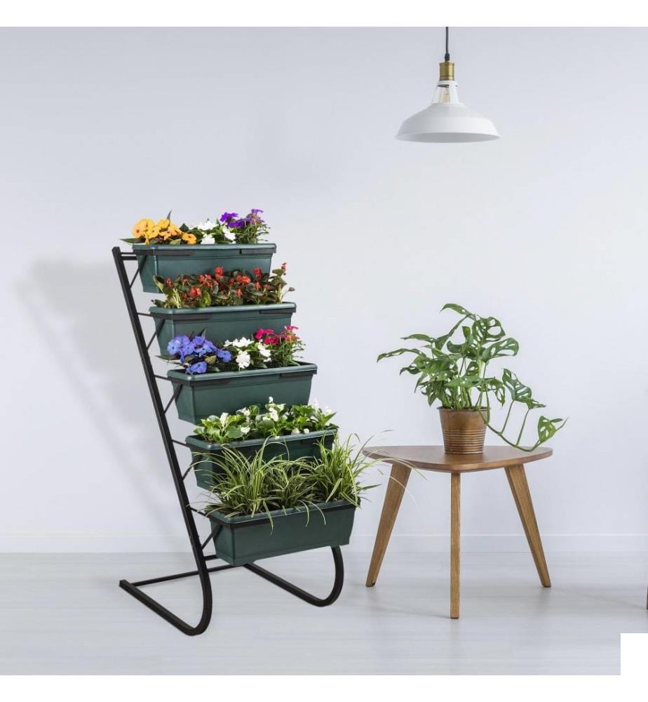Pot de jardin décoratif, vert foncé noir, métal