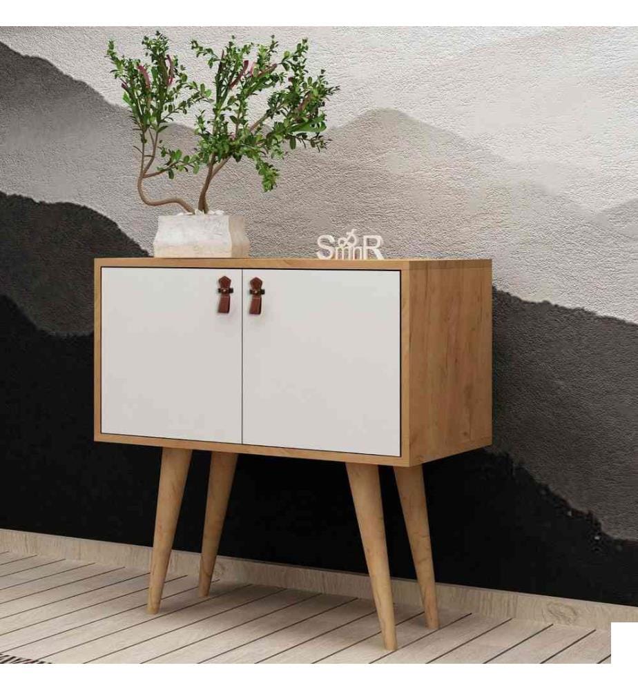 Console, chêne blanc, panneau de particules mélaminé