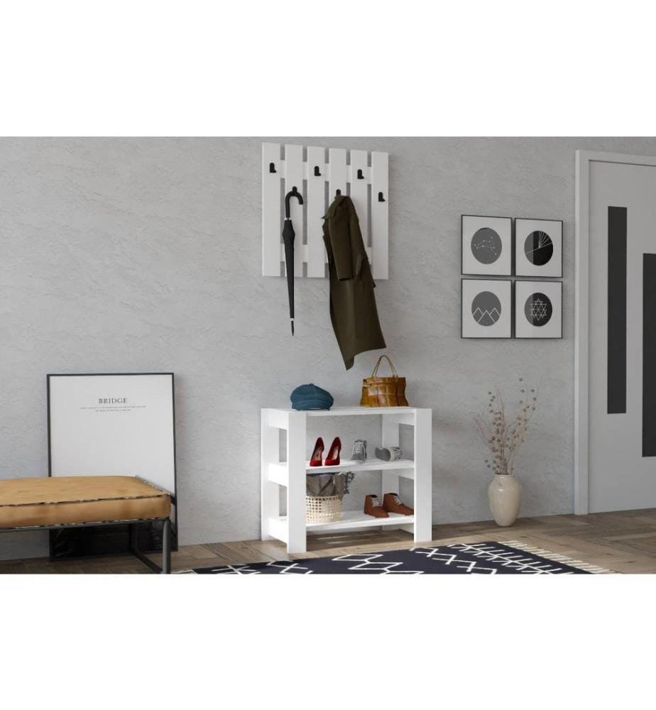 Hall Stand, blanc, panneau de particules mélaminé