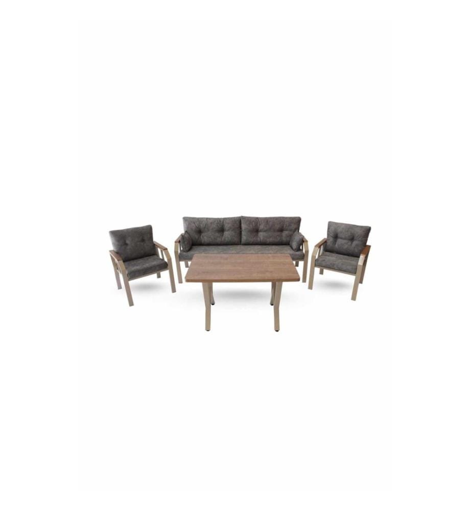 Ensemble de salon de jardin, 100 % métal, gris