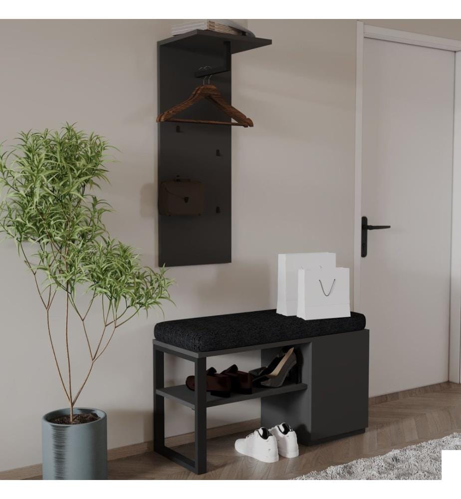 Ensemble de porte-manteaux, panneau de particules 100 % mélaminé, anthracite