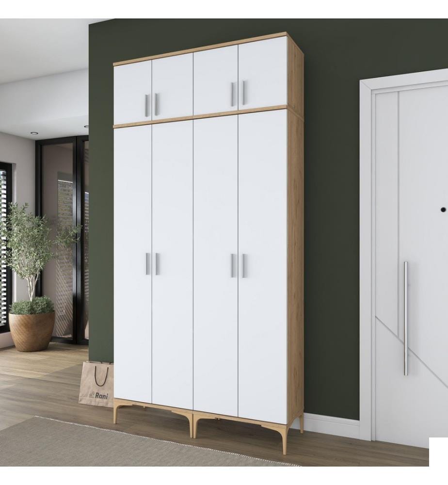 Porte-manteau, panneau de particules mélaminé 100 % qualité E1, noyer, blanc