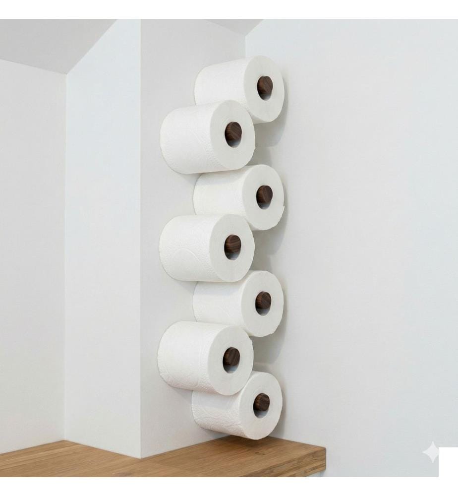 Porte-papier toilette, 100 % bois massif, en bois