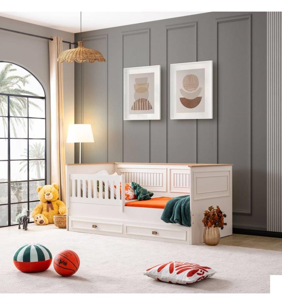 Méridienne, 90 % panneaux de particules mélaminés / 10 % MDF peint, crème clair