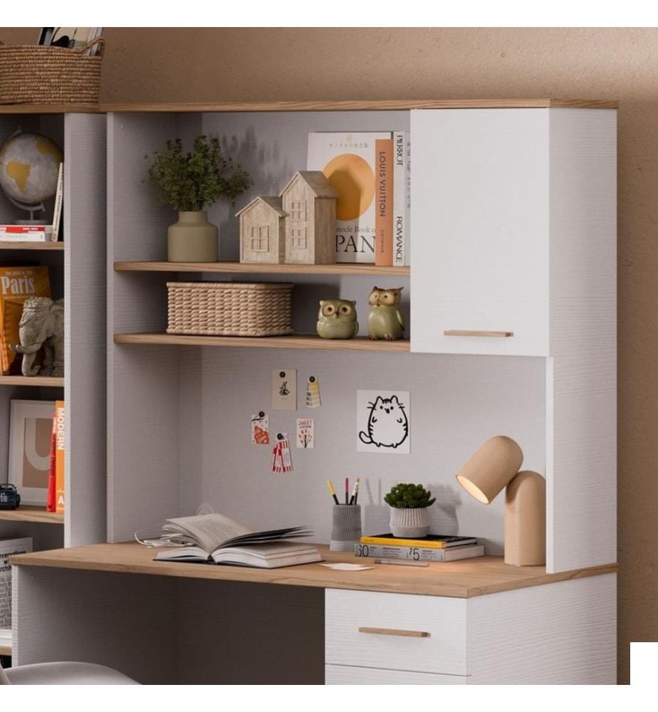 Meuble d'étude, panneaux de particules 100 % mélaminés, bois, chêne blanc