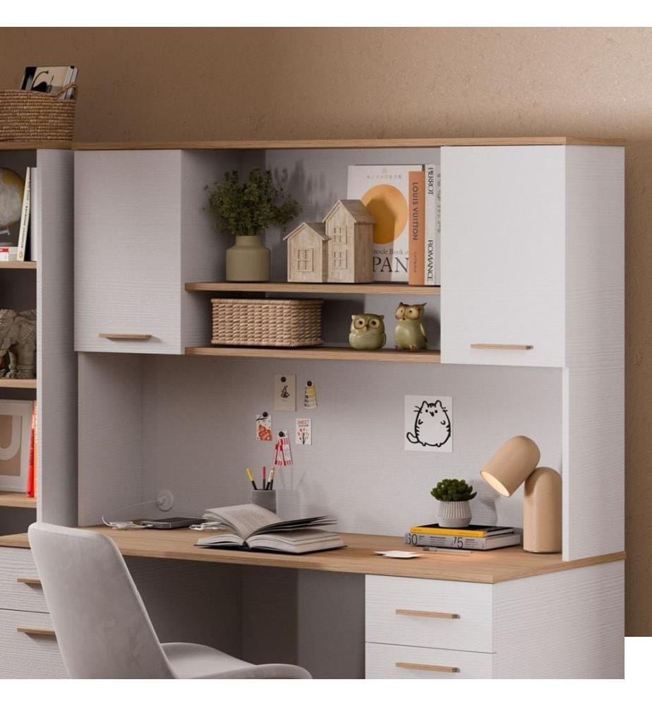 Meuble d'étude, panneaux de particules 100 % mélaminés, bois, chêne blanc