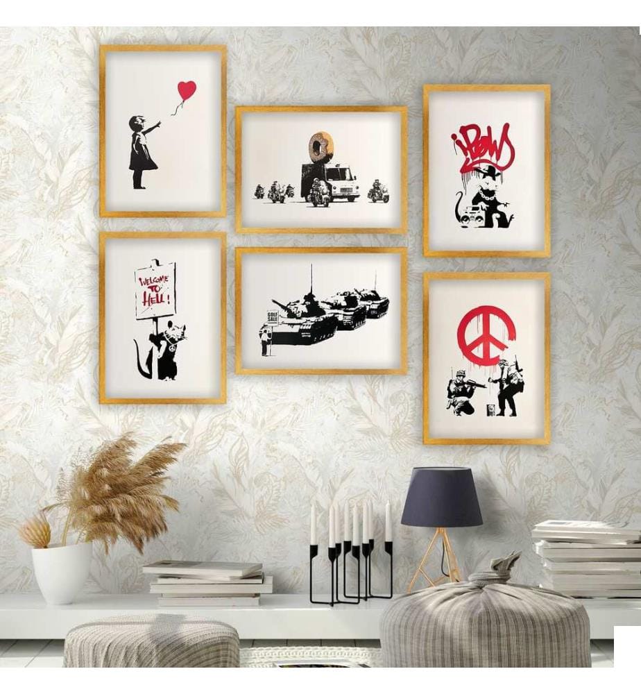 Peinture décorative encadrée en MDF, 6 pièces, multicolore, 100 % MDF